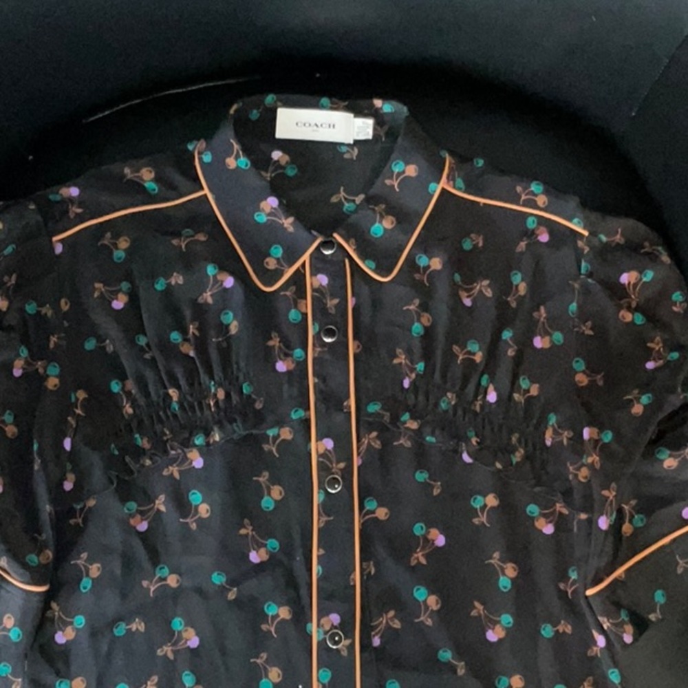 Coach Western snap button short sleeved blouse xs